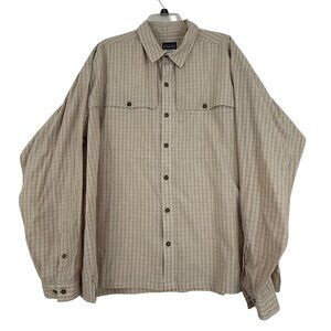Patagonia Shirt Men's XXL Button-Up Long Sleeve Vented Back Pockets Plaid Beige